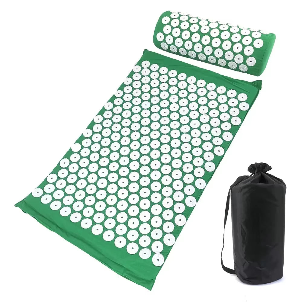 Acupressure Massage Cushion and Yoga Mat Set for Pain Relief and Stress Reduction